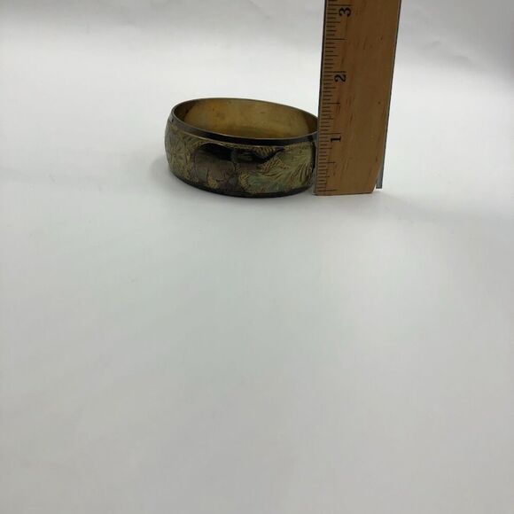 Vintage Elephant Animal Jungle Safari Metal Brass Women's Bangle Bracelet - Picture 10 of 10